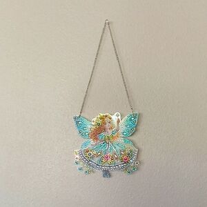 Completed Diamond Art Colorful Rhinestone Fairy Wall Hanging